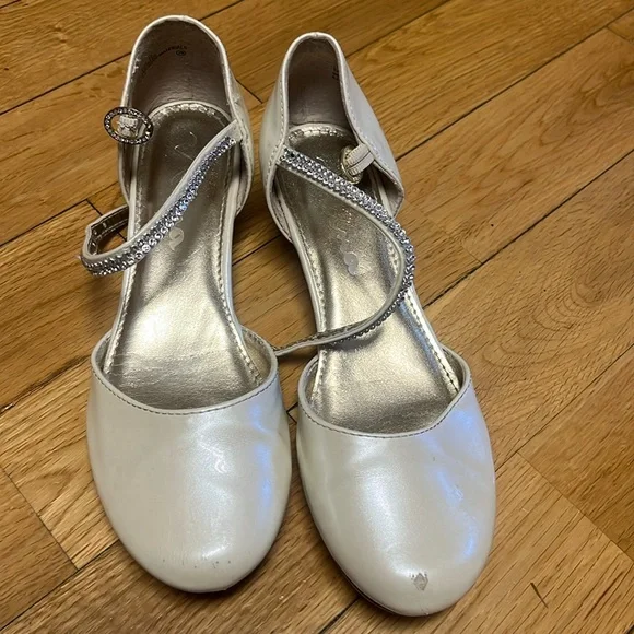 Nina Iridescent Ivory Rhinestone Small Heel Size 3 - Picture 1 of 7